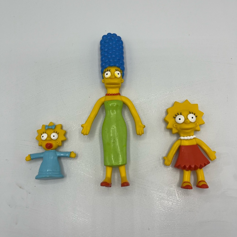 2002 Vintage Simpsons Marge, Maggie, Lisa Simpson Bendable Figure Lot